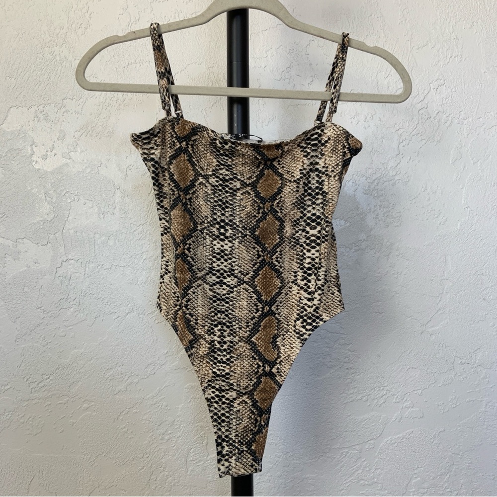 Bold Brown and Black Snake Print Bodysuit